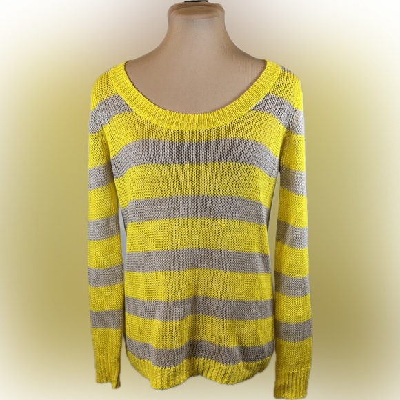 J. Crew Yellow Beige Striped Sweater - Picture 1 of 8